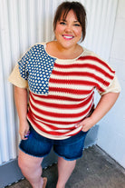 American Flag Jacquard Knit Sweater Top Haptics
