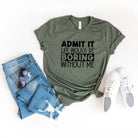 Admit It | Short Sleeve Crew Neck Olive and Ivory Retail