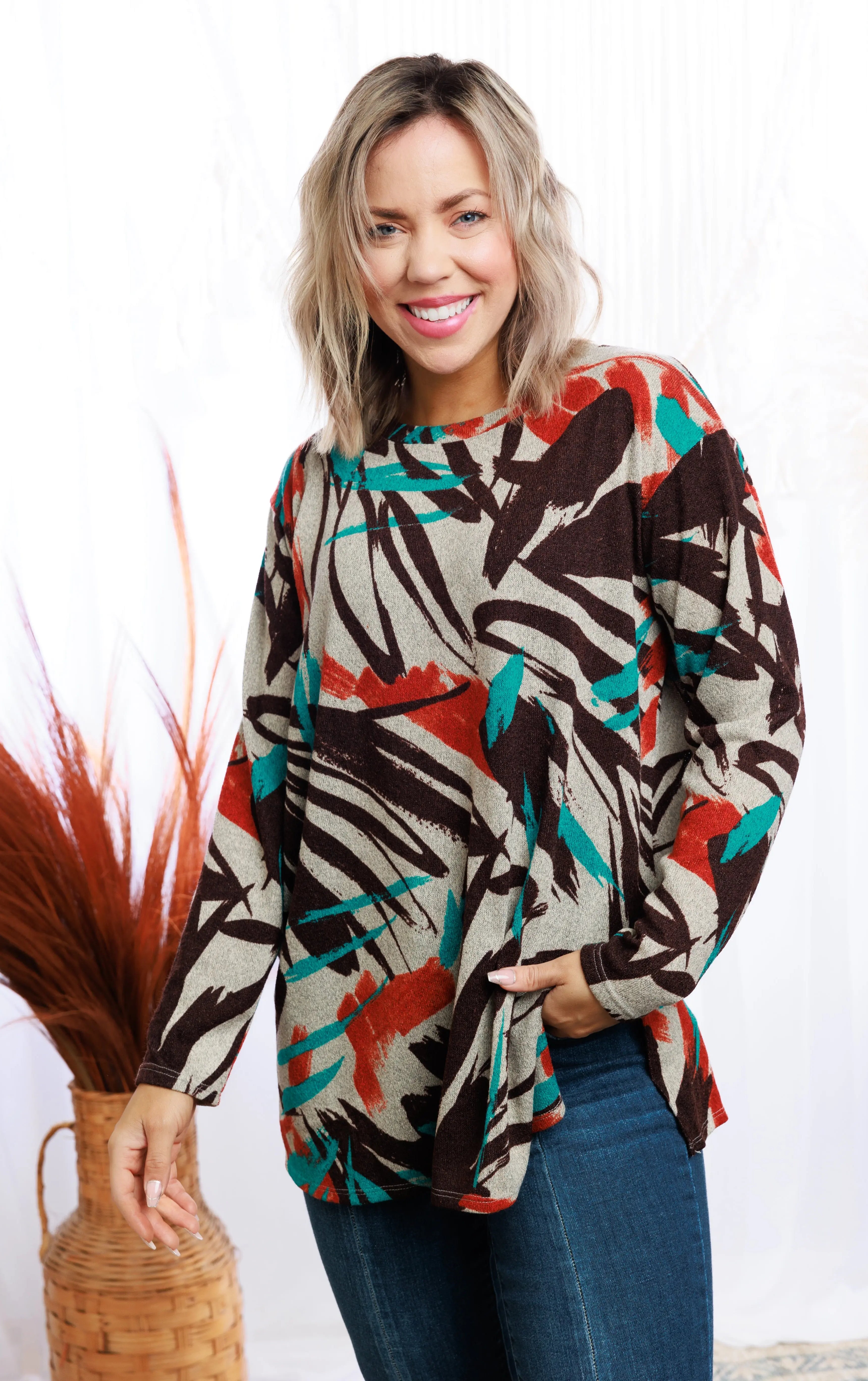 Abstract Floral Pullover Boutique Simplified