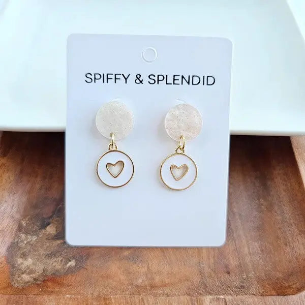 Amora Heart Earrings - White Spiffy & Splendid
