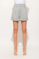 And The Why Pin Striped High Waist Rolled Shorts Trendsi