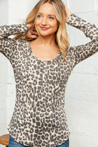 Animal Print Button Front Top 7th Ray