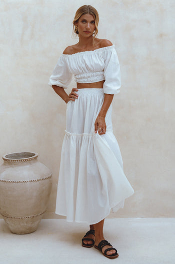 Annabelle Boho Linen Maxi Skirt ELF