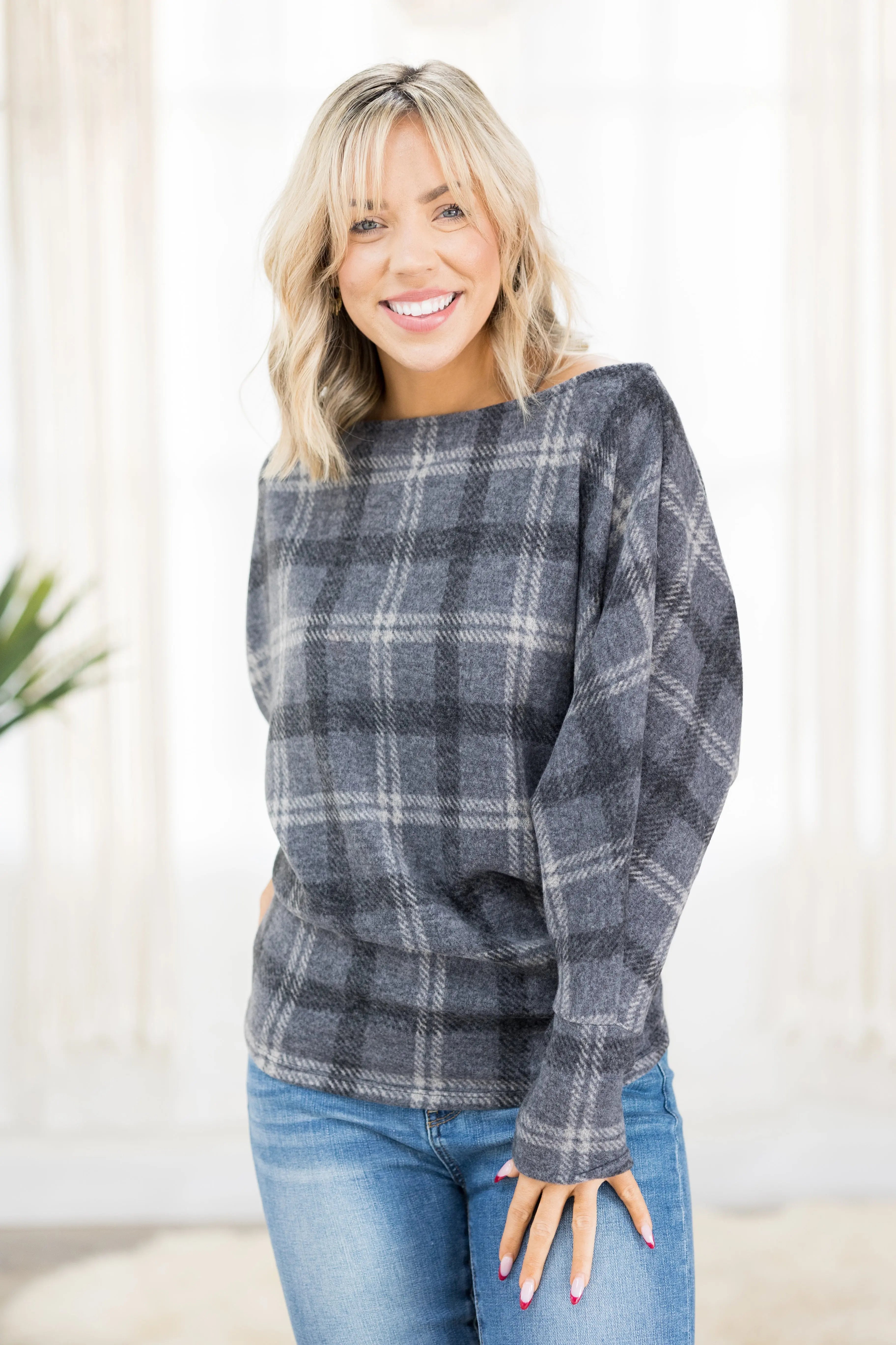 Ashed in Plaid Fleece Dolman Boutique Simplified