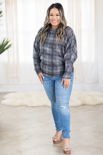 Ashed in Plaid Fleece Dolman Boutique Simplified