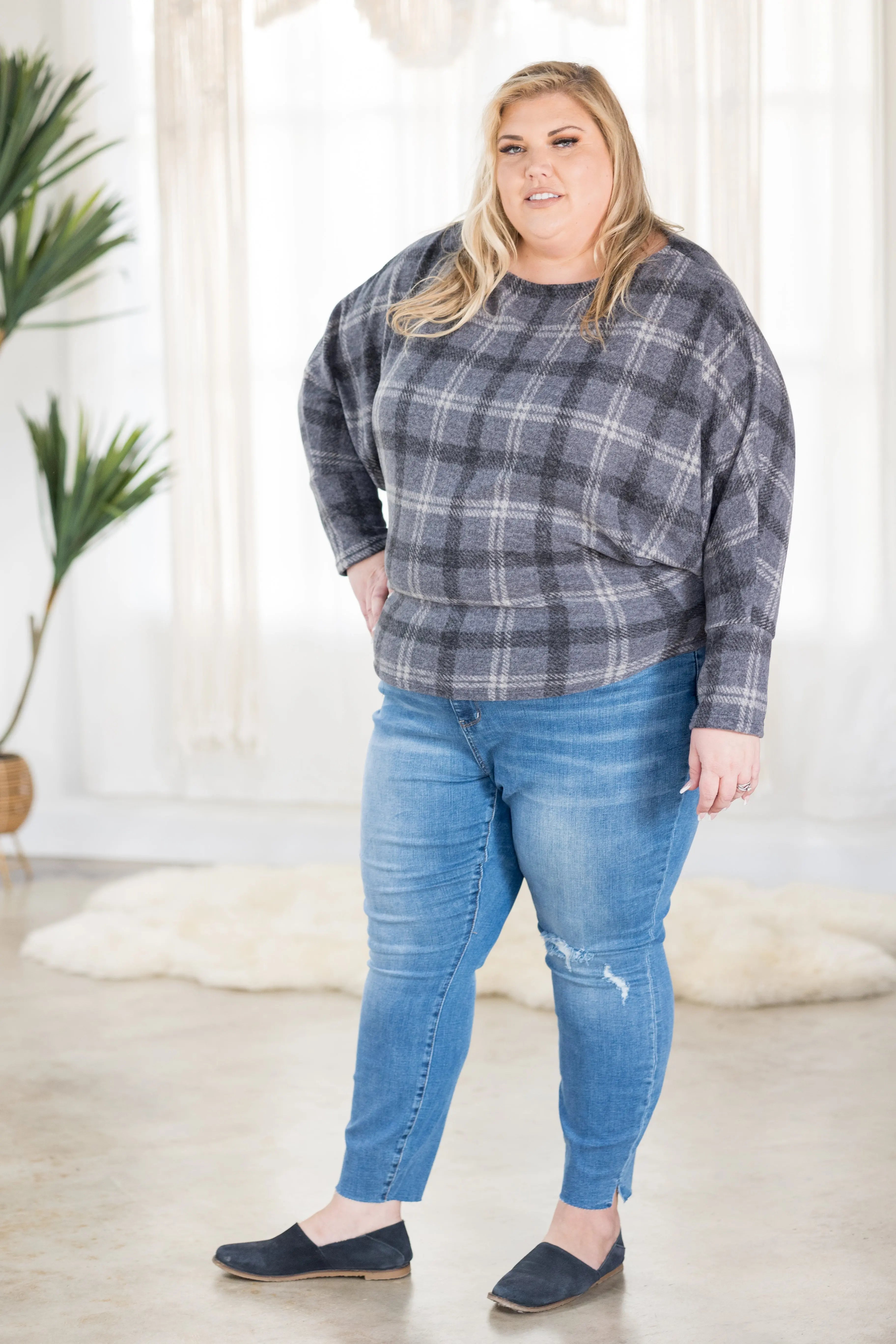 Ashed in Plaid Fleece Dolman Boutique Simplified