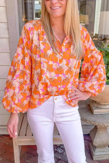 Ashley Balloon Sleeve Top |  Tangerine-XL |  Casual Chic Boutique