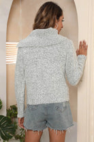 Asymmetrical Neck Long Sleeve Pullover Sweater Trendsi