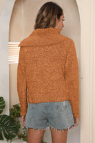 Asymmetrical Neck Long Sleeve Pullover Sweater Trendsi
