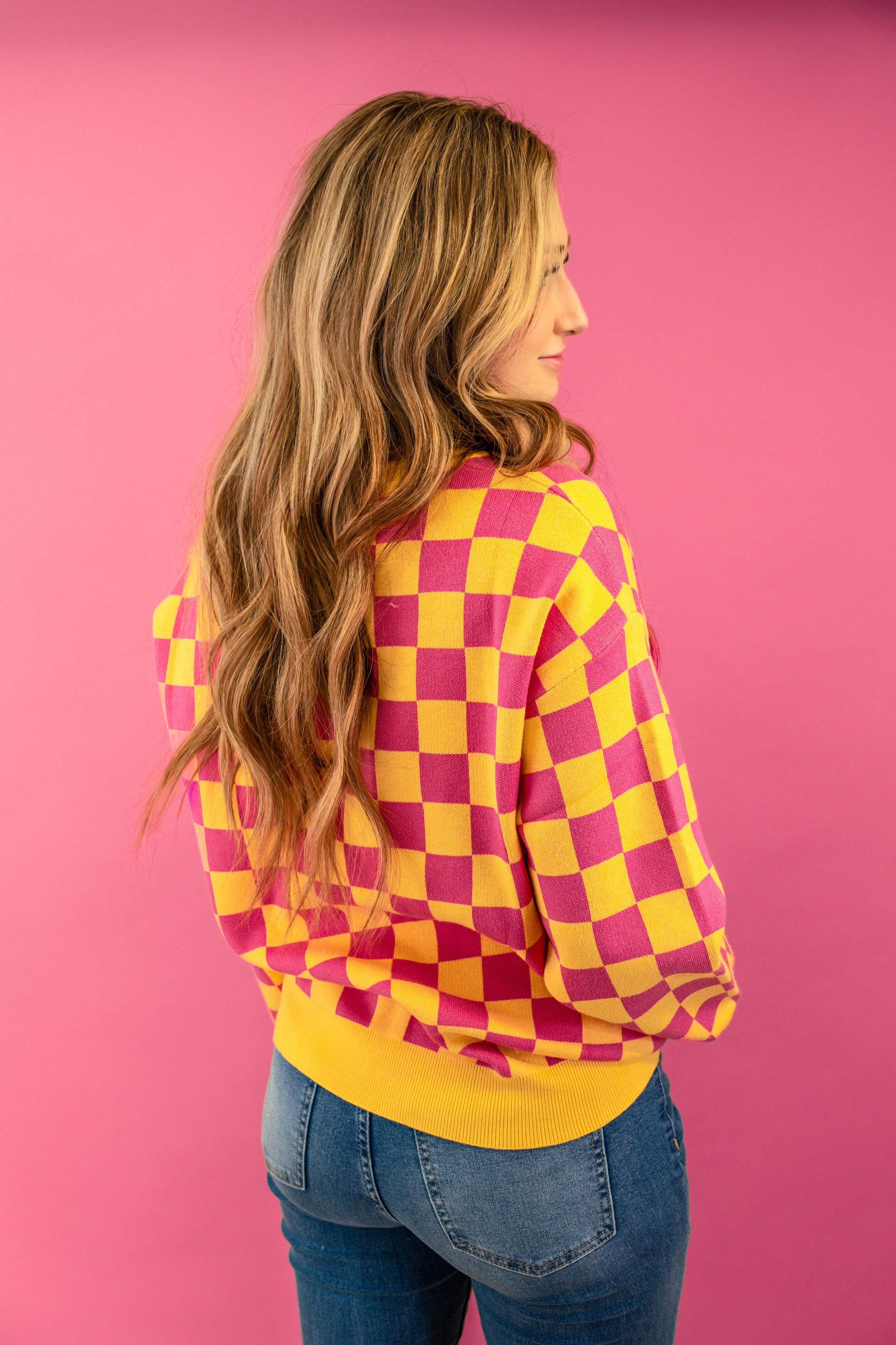 Charlotte Checkered Sweater Bliss Dropship
