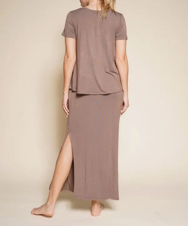 BAMBOO CASUAL LONG SKIRT WITH POCKETS Fabina