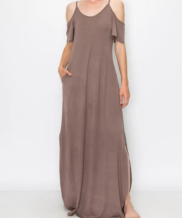 BAMBOO COLD SHOULDER MAXI DRESS Fabina