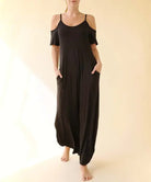 BAMBOO COLD SHOULDER MAXI DRESS Fabina