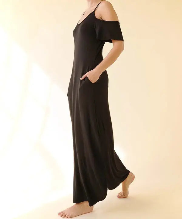 BAMBOO COLD SHOULDER MAXI DRESS Fabina