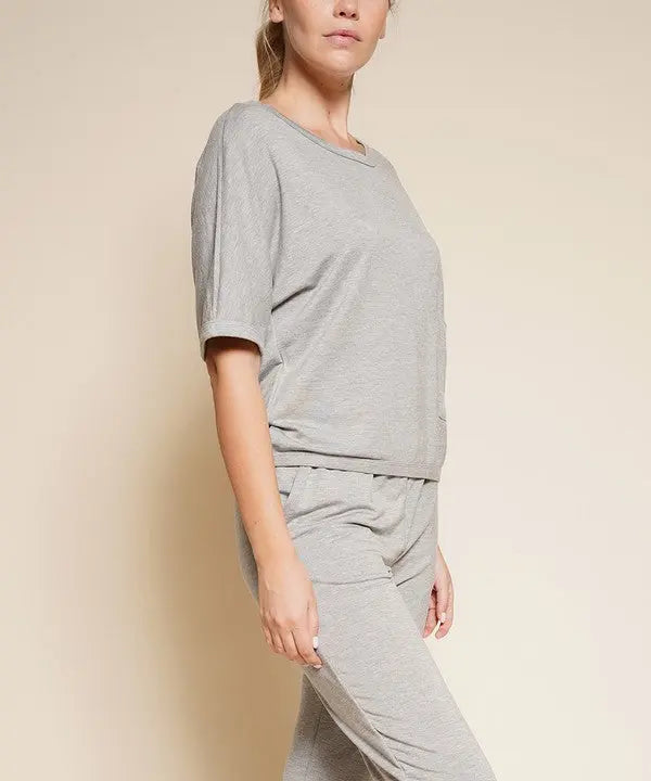 BAMBOO FRENCH TERRY CROP PULLOVER Fabina