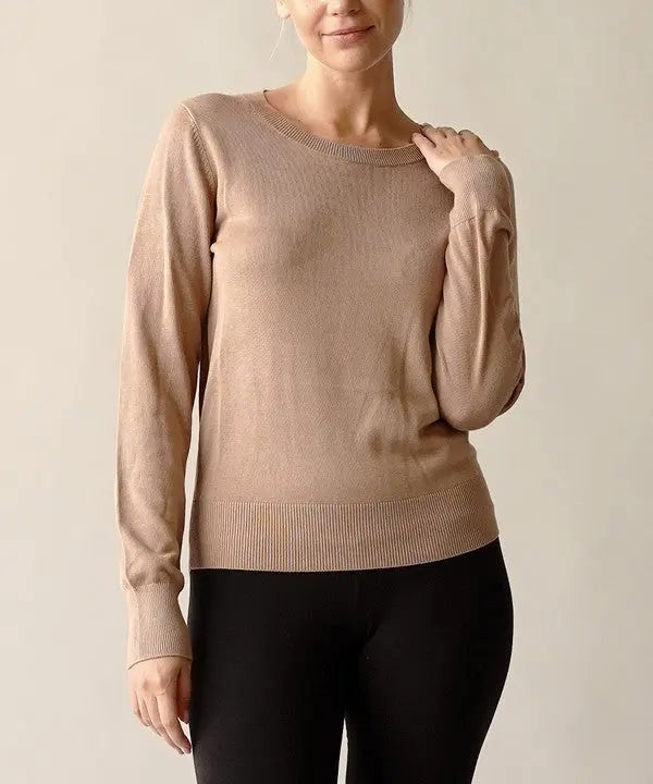 BAMBOO SWEATER CREW NECK TOP Fabina