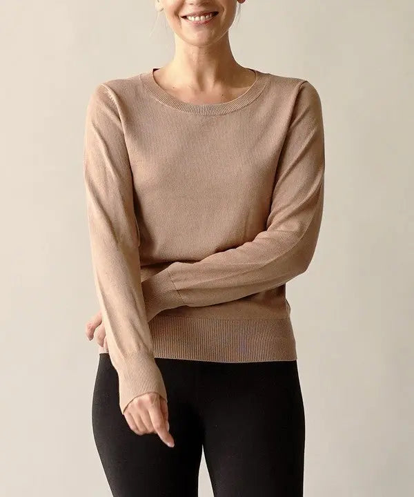 BAMBOO SWEATER CREW NECK TOP Fabina