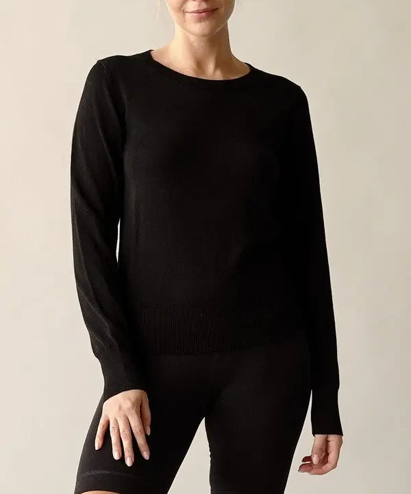 BAMBOO SWEATER CREW NECK TOP Fabina