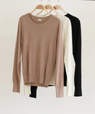 BAMBOO SWEATER CREW NECK TOP Fabina