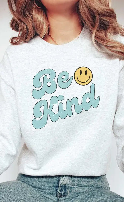 BE KIND HAPPY FACE Graphic Sweatshirt BLUME AND CO.