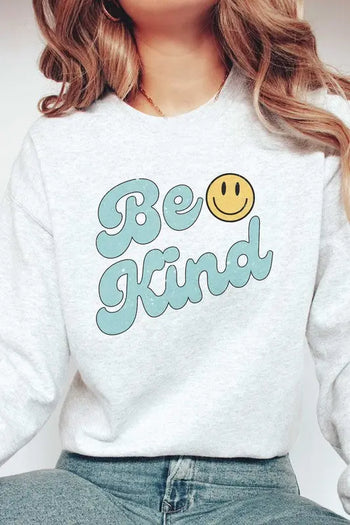 BE KIND HAPPY FACE Graphic Sweatshirt BLUME AND CO.