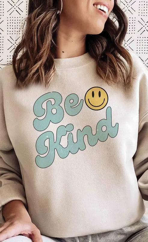 BE KIND HAPPY FACE Graphic Sweatshirt BLUME AND CO.