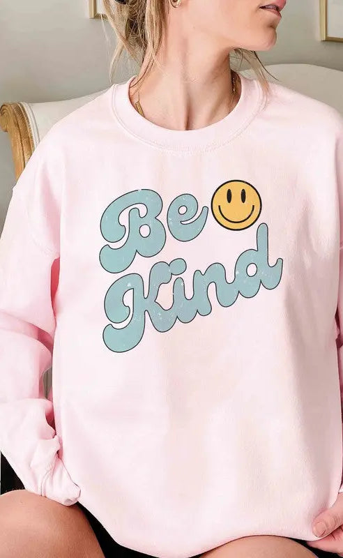 BE KIND HAPPY FACE Graphic Sweatshirt BLUME AND CO.