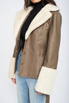 BELTED FAUX SHEARING TRIMMED JACKET Emory Park