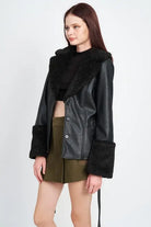 BELTED FAUX SHEARING TRIMMED JACKET Emory Park