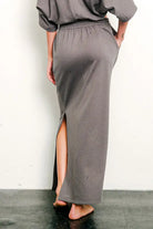 BRUSHED ORGANIC HEMP Side Slit Maxi Skirt Fabina