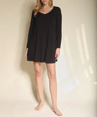 Bamboo Casual long sleeve V neck dress New Fabina