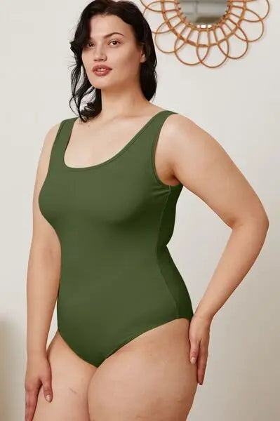 Basic Bae Full Size Square Neck Sleeveless Bodysuit Trendsi
