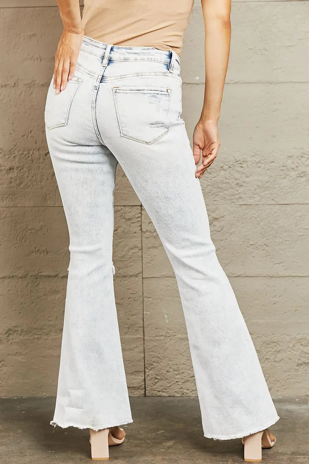 BAYEAS Mid Rise Acid Wash Distressed Jeans Trendsi