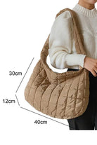 Beige Quilted Zipper Large Jennie  Shoulder Bag EG fashion