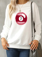 Billiard Graphic Round Neck Sweatshirt Trendsi