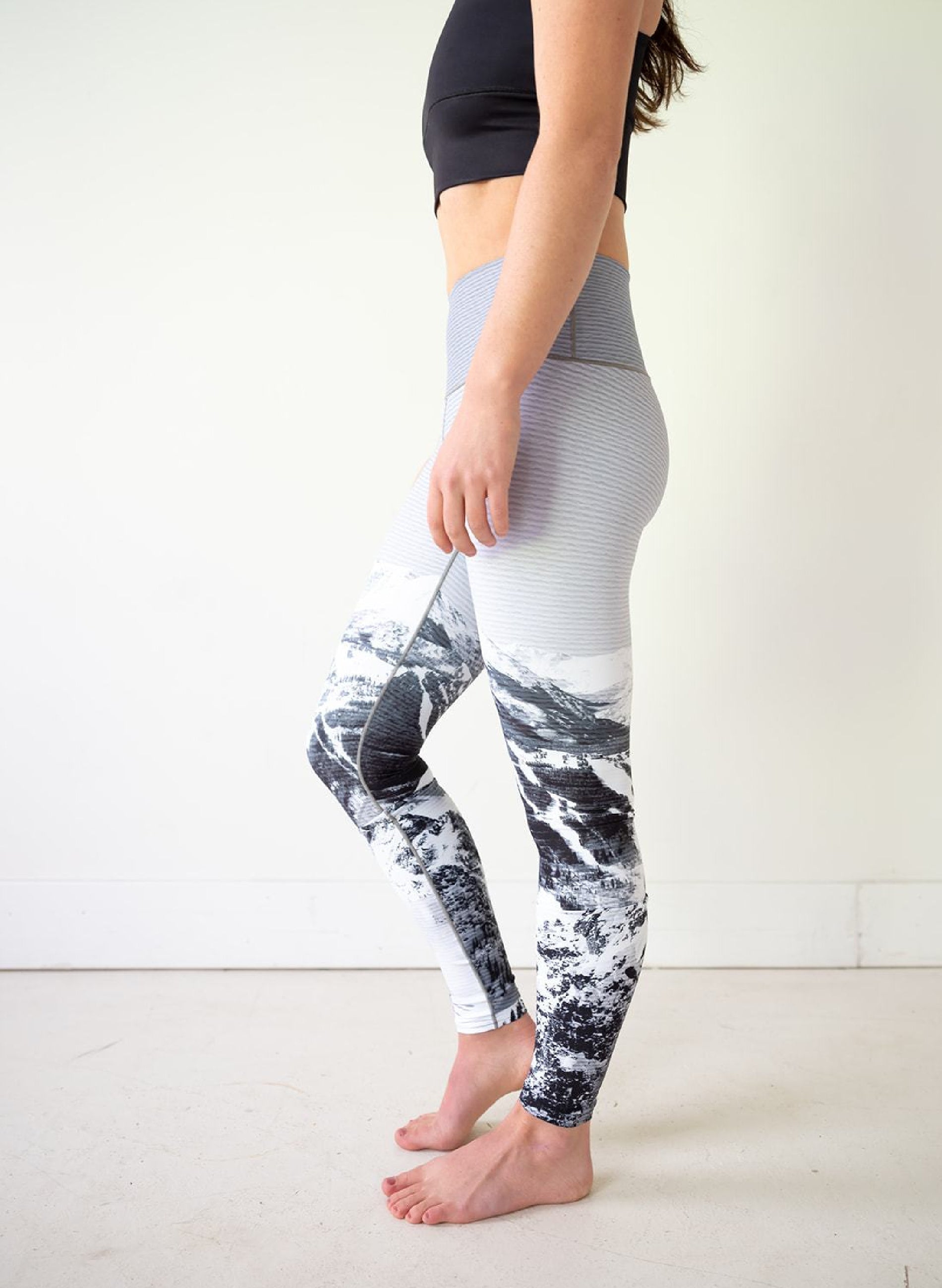 Yoga Pants Black & White Ski Hill Colorado Threads Clothing