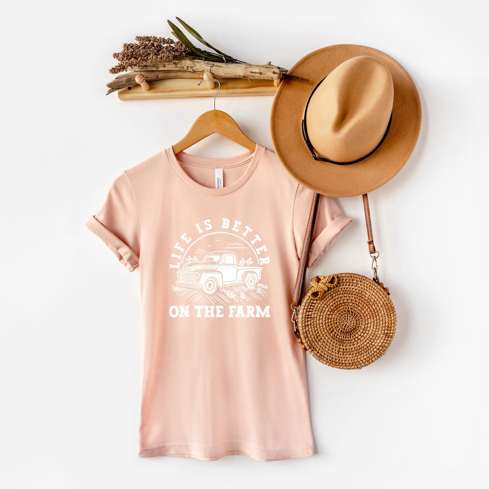 Better on the Farm Truck | Short Sleeve Crewneck Olive and Ivory Retail