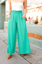 Just Dreaming Emerald Smocked Waist Palazzo Pants Haptics