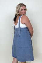 Davi & Dani Button Front Adjustable Strap Denim Dress Kiwidrop