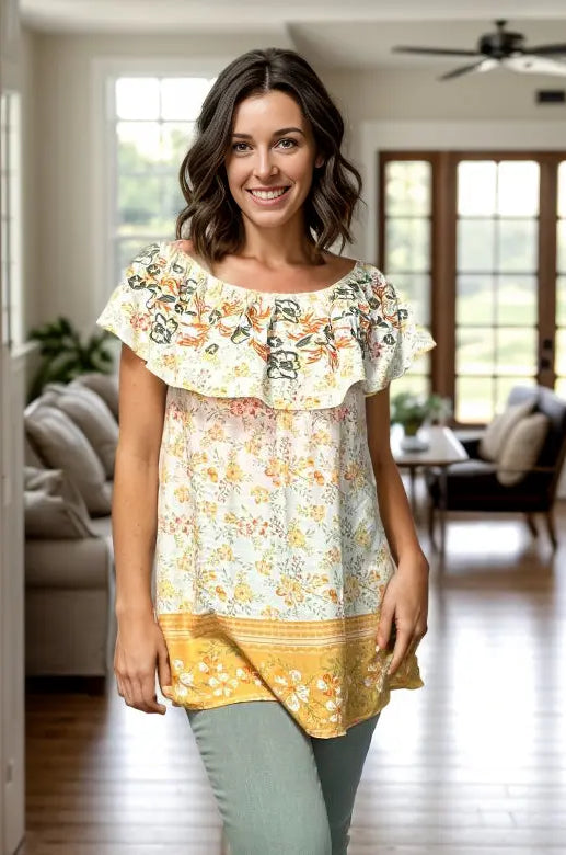 Brightest Flower Embroidered Top Boutique Simplified