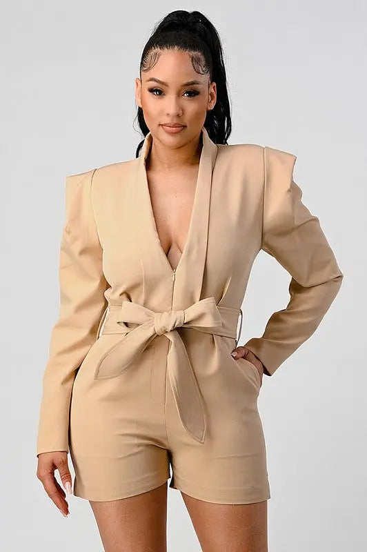 Business casual blazer romper with belt Athina