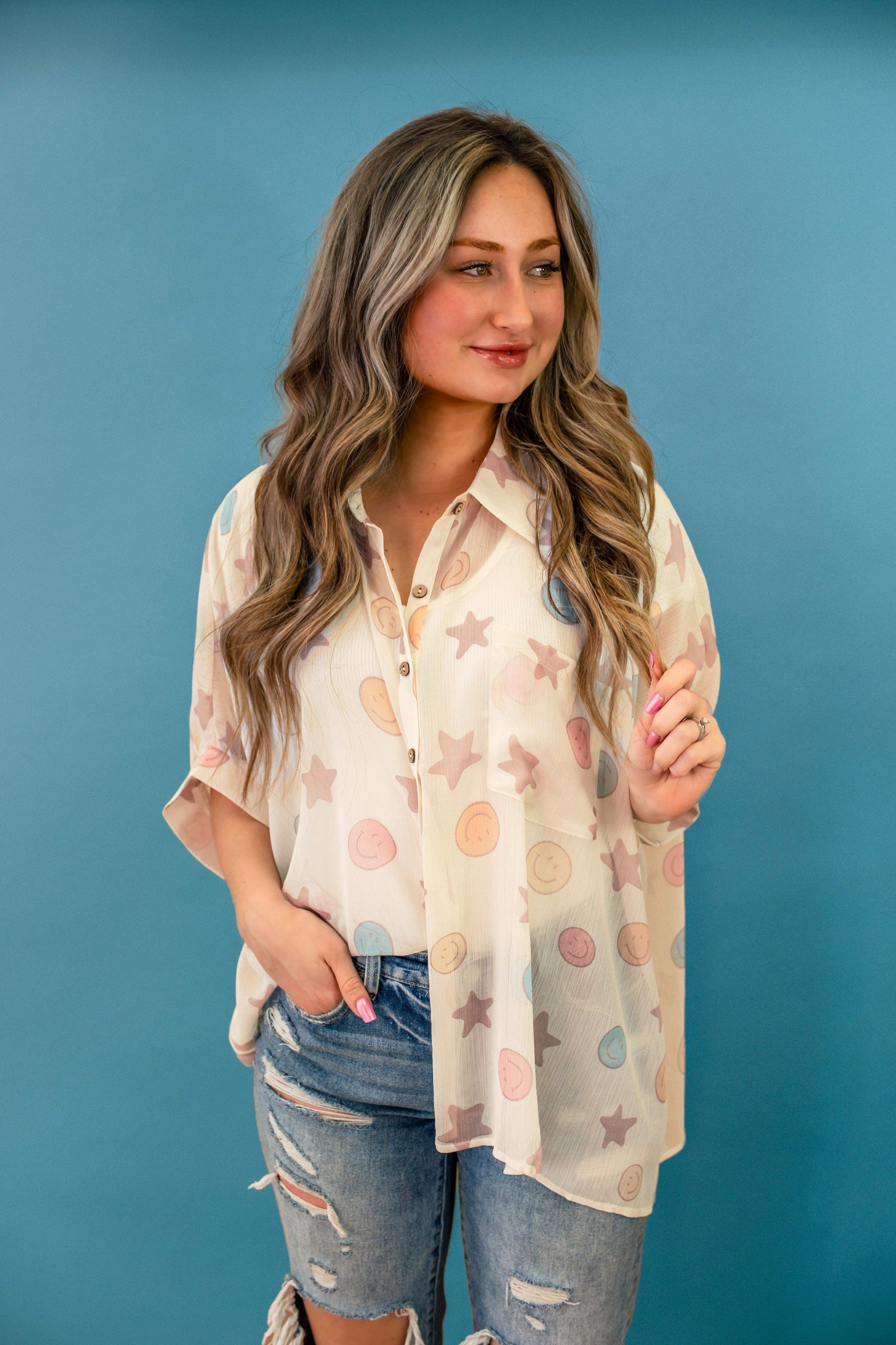 Sheena Sheer Button Down Bliss Dropship