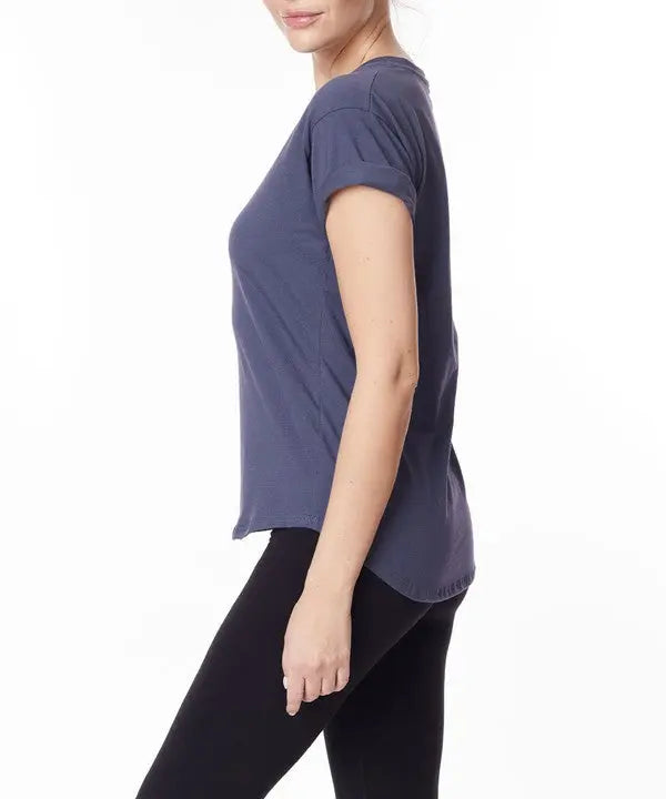 COTTON JERSEY V NECK ON HER DAY TOP Fabina