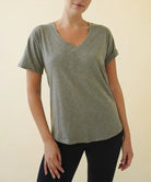 COTTON SLUB V NECK ON HER DAY TOP Fabina