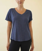 COTTON SLUB V NECK ON HER DAY TOP Fabina