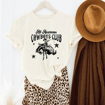 All American Cowboys Club | Short Sleeve Crewneck Olive and Ivory Retail