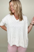 Davi & Dani Wide Neck Oversized Loose Knit Top Kiwidrop