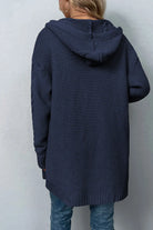 Cable-Knit Dropped Shoulder Hooded Cardigan Trendsi