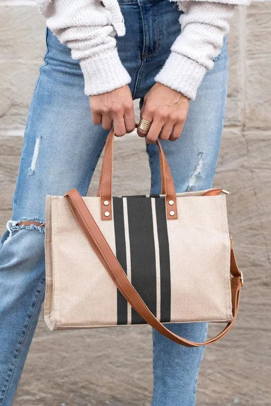 Canvas Stripe Tote Aili's Corner