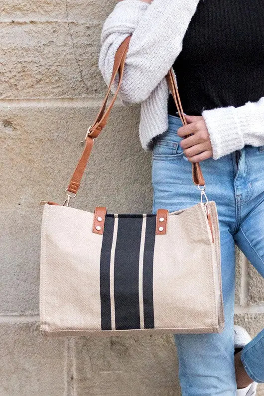 Canvas Stripe Tote Aili's Corner